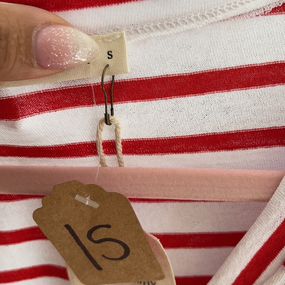 White and Red Striped Tee - Picture 3 of 6